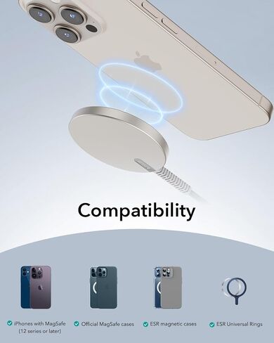 ESR for MagSafe Charger 15W Wireless Charger for iPhone 16 Pro Max/16 Pro/16/16 Plus/15/14/13/12 Apple Magnetic Charging Pad for AirPods 4/3/Pro/Pro 2 Galaxy S25 Series with Dual USB A/C Ports, Silver in Saudi Arabia