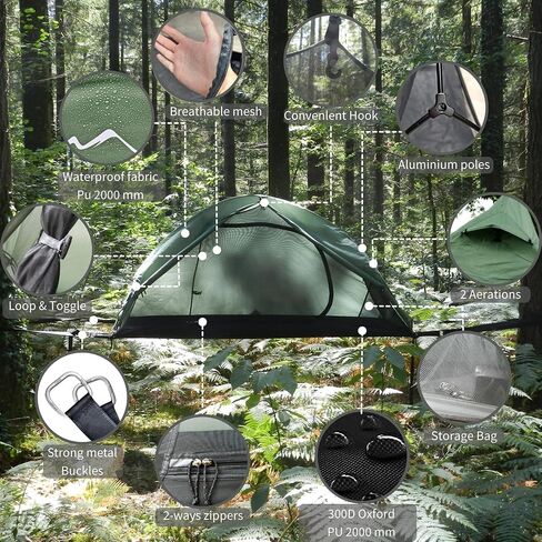 Lay Flat Hammock Tent - Waterproof Hammocks Tents for Camping with Mosquito net - Ultra Light Rain and Fly Proof Sleeping shelter Hybrid Hammok for Adults - All Weather and Seasons in Saudi Arabia