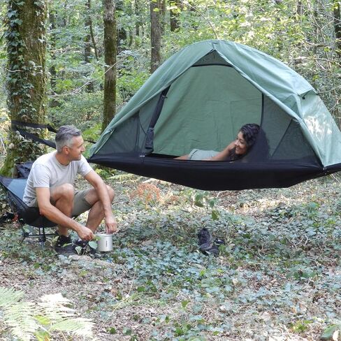 Lay Flat Hammock Tent - Waterproof Hammocks Tents for Camping with Mosquito net - Ultra Light Rain and Fly Proof Sleeping shelter Hybrid Hammok for Adults - All Weather and Seasons in Saudi Arabia