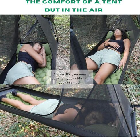 Lay Flat Hammock Tent - Waterproof Hammocks Tents for Camping with Mosquito net - Ultra Light Rain and Fly Proof Sleeping shelter Hybrid Hammok for Adults - All Weather and Seasons in Saudi Arabia