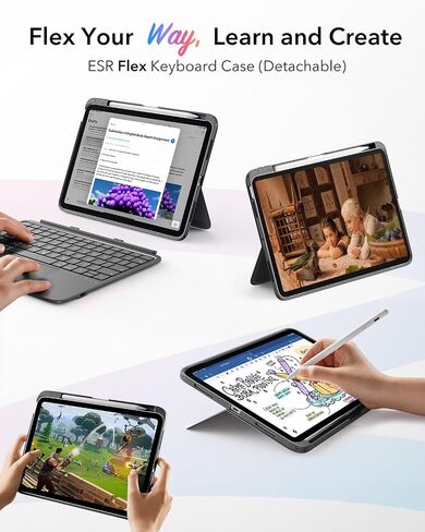 ESR iPad Air 11" (M3/M2) & 5th/4th Gen Flex Keyboard Case, Ultra-Light Magnetic Detachable Keyboard with Writing/Viewing Modes, Larger Precision Trackpad, Dark Gray in Saudi Arabia