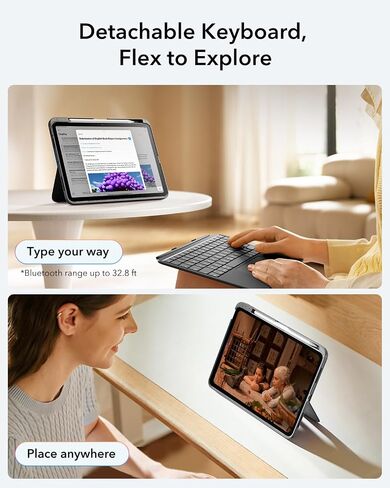 ESR iPad Air 11" (M3/M2) & 5th/4th Gen Flex Keyboard Case, Ultra-Light Magnetic Detachable Keyboard with Writing/Viewing Modes, Larger Precision Trackpad, Dark Gray in Saudi Arabia