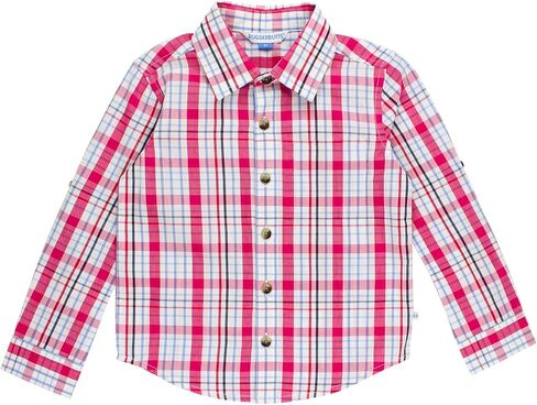 RUGGEDBUTTS® Boys Solid Cotton Long Sleeve Button Down Shirt with Button Tabs in Kuwait