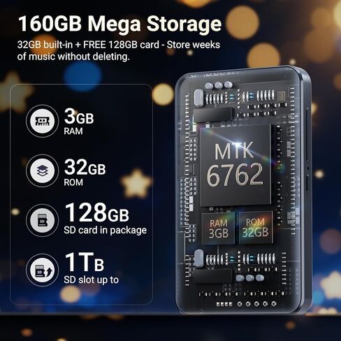 160GB MP3 Player with Bluetooth and WiFi, MECHEN Android 13 OS MP3 & MP4 Players with 4" Touchscreen and Speaker,Music Players with Spotify,Pandora, Audible, Amazon Music, Play Store in Kuwait