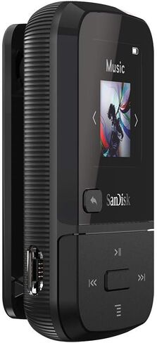 Sandisk 16GB Clip Sport Go Mp3 Player ، Black - LED Screen و FM Radio - SDMX30-016G -G46K (متجدد) in Saudi Arabia