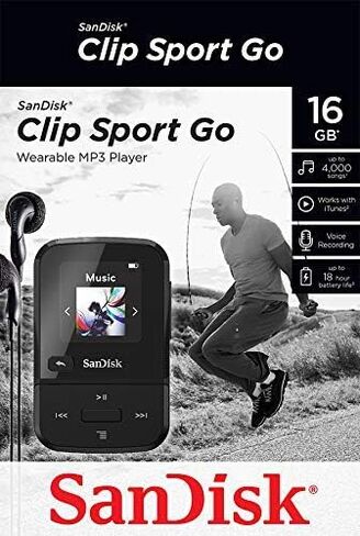 Sandisk 16GB Clip Sport Go Mp3 Player ، Black - LED Screen و FM Radio - SDMX30-016G -G46K (متجدد) in Saudi Arabia