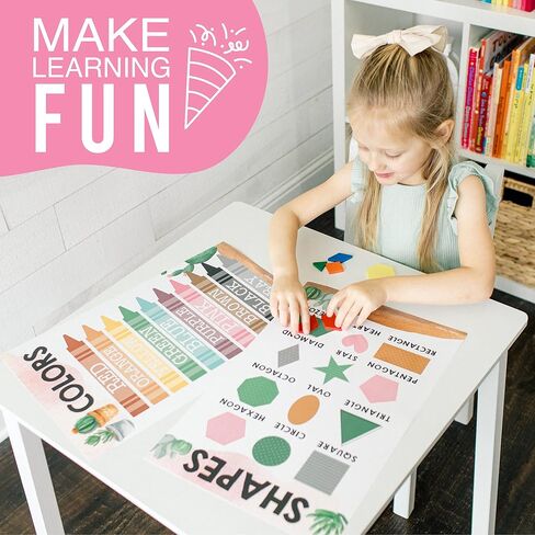 Hadley Designs 4 Alphabet, Count 1-100 Numbers, Colors, 2D 3D Shapes, ABC Posters Wall Decor, Counting Learning Chart For Kindergarten Classroom Prek Homeschool, Laminated Educational Supplies 11x17 in Saudi Arabia