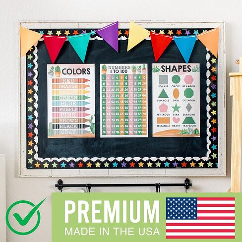Hadley Designs 4 Alphabet, Count 1-100 Numbers, Colors, 2D 3D Shapes, ABC Posters Wall Decor, Counting Learning Chart For Kindergarten Classroom Prek Homeschool, Laminated Educational Supplies 11x17 in Saudi Arabia