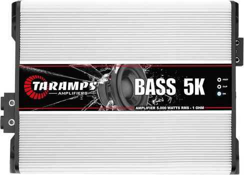 Taramps Bass 5K 1 OHM 1 Channel 5000 Watts RMS MAX ، AULL Range Car Audio ، Monoblock ، مؤشر شاشة LED ، مضخم الفئة D ، كروس ، أمبير أبيض 5K ، جودة الصوت in Saudi Arabia