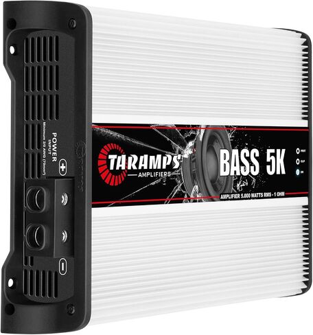 Taramps Bass 5K 1 OHM 1 Channel 5000 Watts RMS MAX ، AULL Range Car Audio ، Monoblock ، مؤشر شاشة LED ، مضخم الفئة D ، كروس ، أمبير أبيض 5K ، جودة الصوت in Saudi Arabia