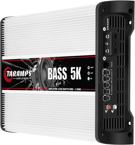 Taramps Bass 5K 1 OHM 1 Channel 5000 Watts RMS MAX ، AULL Range Car Audio ، Monoblock ، مؤشر شاشة LED ، مضخم الفئة D ، كروس ، أمبير أبيض 5K ، جودة الصوت in Saudi Arabia