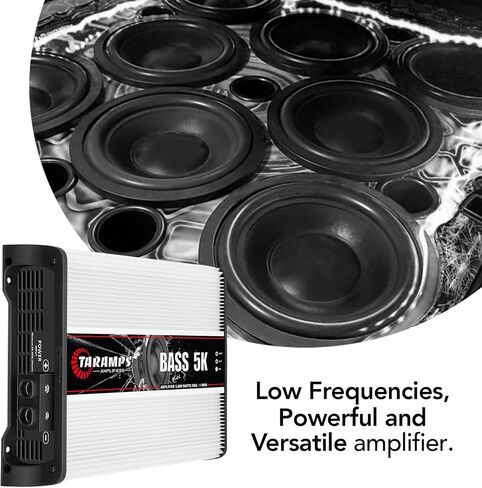 Taramps Bass 5K 1 OHM 1 Channel 5000 Watts RMS MAX ، AULL Range Car Audio ، Monoblock ، مؤشر شاشة LED ، مضخم الفئة D ، كروس ، أمبير أبيض 5K ، جودة الصوت in Saudi Arabia