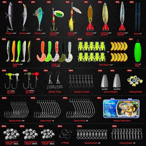 145PCS Fishing Tackle Box Kit with Tackle Included, Fishing Lures, Fishing Hooks & Fishing Accessories Kits for Freshwater Fishing Gear, Great Gifts for Fishingman in Kuwait