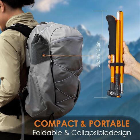 Collapsible Trekking Poles,7075 Aluminum Adjustable 43.3"-51.2" Hiking Poles, Quick-Lock Design,Walking Sticks for Hiking/Camping/Travel,1pc(Matte Orange) in Saudi Arabia