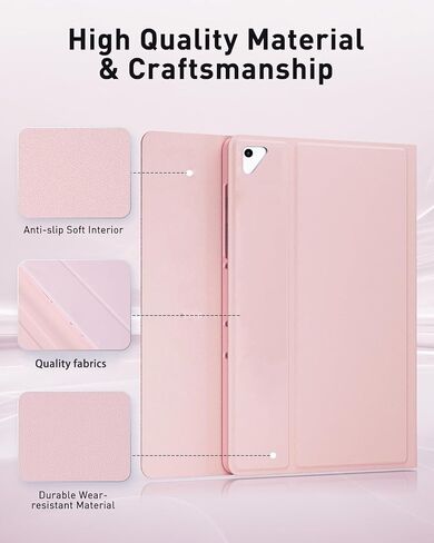 حالة لوحة المفاتيح لـ iPad 9.7 Inch و iPad 6th Generation (2018) و iPad 5th Gen (2017) و iPad Air 2 (2014) و - Mouse و Desachable Keyboard for iPad Pro 9.7 و Slim Case with Pen Holder و Auto Sleep/Wake -Pink in Kuwait