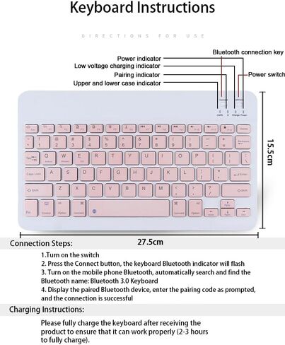 حالة لوحة المفاتيح لـ iPad 9.7 Inch و iPad 6th Generation (2018) و iPad 5th Gen (2017) و iPad Air 2 (2014) و - Mouse و Desachable Keyboard for iPad Pro 9.7 و Slim Case with Pen Holder و Auto Sleep/Wake -Pink in Kuwait
