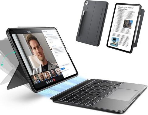 ESR لـ iPad Pro 13 "(M4) 2024 CASE مع لوحة المفاتيح ، لوحة المفاتيح القابلة للفصل المغناطيسية ، أوضاع الصورة/المناظر الطبيعية ، نقرة كبيرة-أي مكان تتبعه ، مفاتيح الإضاءة الخلفية ، سلسلة Shift ، Gray Dark in Saudi Arabia