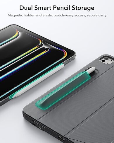 ESR لـ iPad Pro 13 "(M4) 2024 CASE مع لوحة المفاتيح ، لوحة المفاتيح القابلة للفصل المغناطيسية ، أوضاع الصورة/المناظر الطبيعية ، نقرة كبيرة-أي مكان تتبعه ، مفاتيح الإضاءة الخلفية ، سلسلة Shift ، Gray Dark in Saudi Arabia