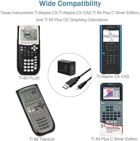 5V Charger Power for Texas Instruments Calculator ، TI 84 Plus/Ti 84 Plus C Silver Edition ، Ti 89 Titanium ، in Saudi Arabia