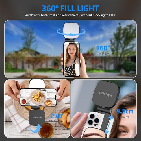 ضوء سيلفي المغناطيسي متوافق مع Magsafe iPhone ، CRI 95+ 700LX/0.3M قابلة للطي LED FILL FILL LING مع مرآة كاملة لتصوير مكياج التصوير الفوتوغرافي مؤتمر الفيديو TIKTOK (M27-WHITE) in Kuwait