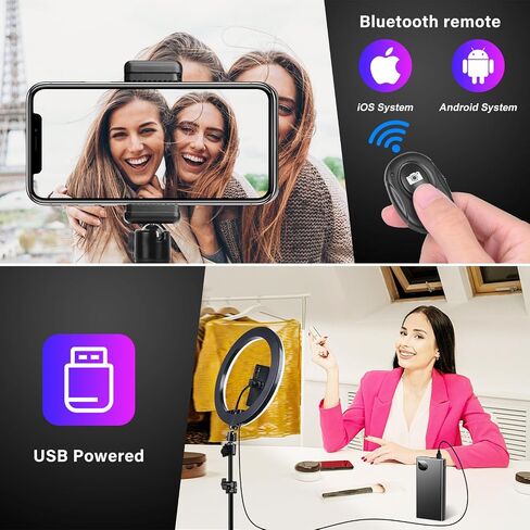 13" RGB Selfie Ring Light with Stand 76" Tall & 2 Phone Holders, Tablet Holder, Sunset Lamp & 51 Color Modes, Desk Tripod, 12 Dimming Levels Halo Light, LED Camera Ringlight for iPhone/TikTok/YouTube in Saudi Arabia