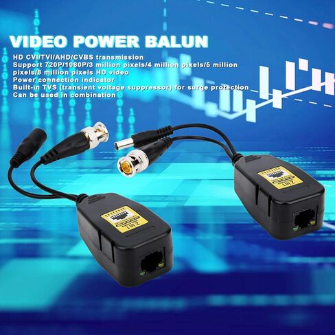 Amako 4PCS HD Video Balun مجموعة لـ CCTV ، CVI TVI AHD CVBS ، 12V 48V ، حماية تيار عابرة الرعد ، ملحقات نظام أمن الإسكان ABS ABS in Kuwait