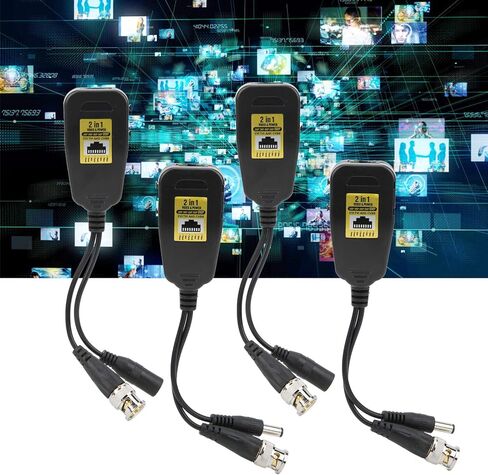Amako 4PCS HD Video Balun مجموعة لـ CCTV ، CVI TVI AHD CVBS ، 12V 48V ، حماية تيار عابرة الرعد ، ملحقات نظام أمن الإسكان ABS ABS in Kuwait
