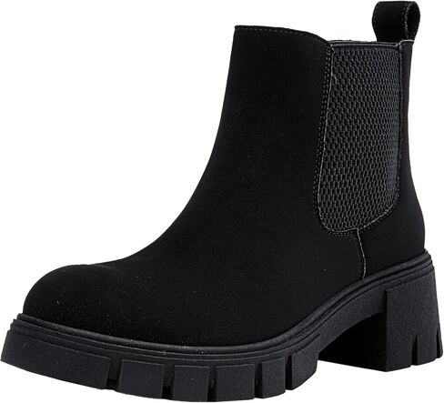 Women's Chunky Platform Chelsea Ankle Boots, Slip On Design | Comfortable dressy booties,memory foam insole and elastic side panels,polished styling for work and weekends in Saudi Arabia