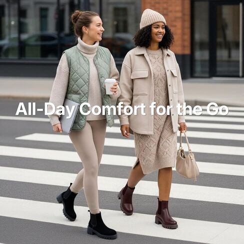 Women's Chunky Platform Chelsea Ankle Boots, Slip On Design | Comfortable dressy booties,memory foam insole and elastic side panels,polished styling for work and weekends in Saudi Arabia
