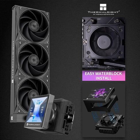 Thermalright Stream Vision 360 BLACK-AIO CILLER ، تبريد الماء 3x120 مم ، شاشة 3.5 بوصة LCD مع مروحة مضمنة ، ل AM4/AM5 ، LGA1700/1851 ، رأس تبريد مغناطيسي عالي الأداء ل 640 × 480 in Kuwait