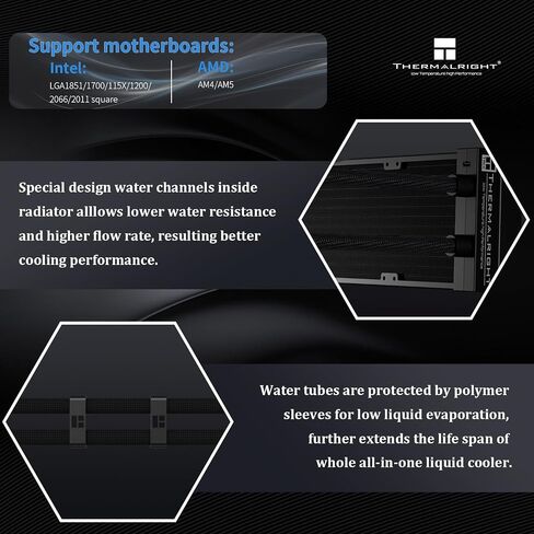 Thermalright Stream Vision 360 BLACK-AIO CILLER ، تبريد الماء 3x120 مم ، شاشة 3.5 بوصة LCD مع مروحة مضمنة ، ل AM4/AM5 ، LGA1700/1851 ، رأس تبريد مغناطيسي عالي الأداء ل 640 × 480 in Kuwait
