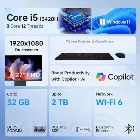 Lenovo IdeaCentre I 2025 Premium Business All-in-One ، Next Gen AI ، 27 "FHD Touchscreen 100Hz ، I5-13420H ، 16GB DDR5 RAM ، 1TB SSD ، WI-FI 6 ، Wireless KB & M ، W11H ، Bundle مع ADATA 512GB الخارجي SSD SSD in Saudi Arabia