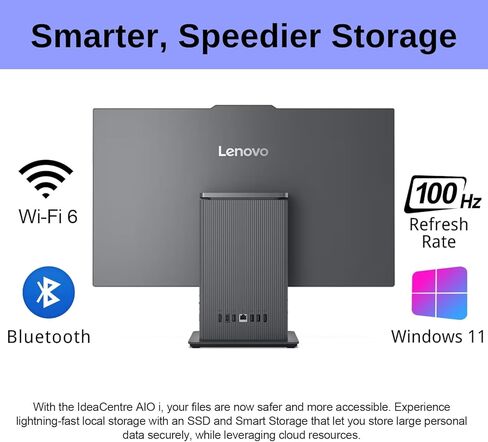 Lenovo 2024 IdeaCentre 27" All-in-One, FHD 100Hz Touchscreen, AMD Ryzen 5 7535HS, 16GB DDR5 RAM, 1TB SSD, Wireless KB & Mouse, Wireless Charging Base, RJ-45, Wi-Fi 6, Webcam, W11H, Grey in Saudi Arabia