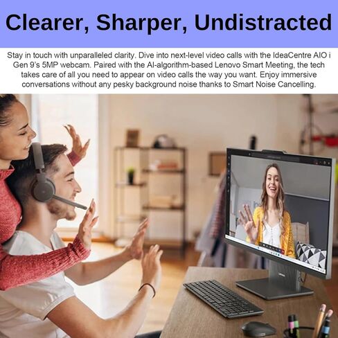 Lenovo 2024 IdeaCentre 27" All-in-One, FHD 100Hz Touchscreen, AMD Ryzen 5 7535HS, 16GB DDR5 RAM, 1TB SSD, Wireless KB & Mouse, Wireless Charging Base, RJ-45, Wi-Fi 6, Webcam, W11H, Grey in Saudi Arabia