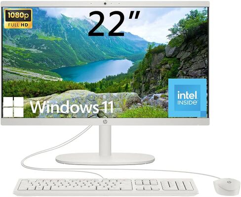 HP All-In-One كمبيوتر سطح المكتب ، 21.5 "عرض FHD ، معالج Intel Celeron J4025 ، ذاكرة الوصول العشوائي 32 جيجابايت ، 1 تيرابايت SSD ، كاميرا الويب ، HDMI ، RJ-45 ، Wi-Fi 6 ، USB-C ، لوحة المفاتيح السلكية والماوس ، Windows 11 Home in Saudi Arabia