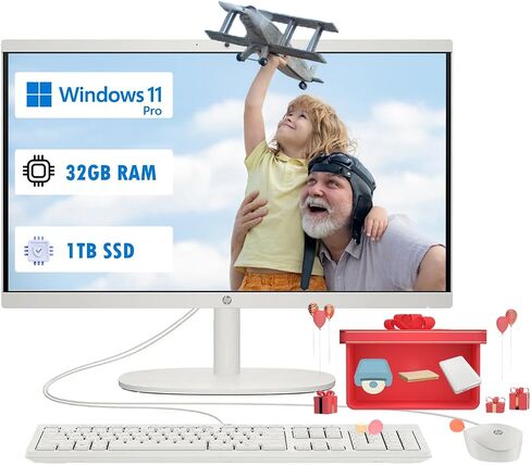 HP All-In-One Computer-21.5 '' FHD Anti-Glare Display ، KB & Mouse السلكية ، كمبيوتر سطح المكتب المنزلي ، Win 11 Pro ، Wi-Fi 6 ، Bluetooth ، Intel Celeron J4025 ، HD Webcam (32GB RAM | 1TB SSD) in Saudi Arabia