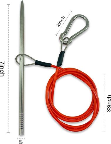 Fish Stringer for Spearfishing with Coated Stainless Steel Cable and Heavy Duty Carabiner (Belt Fish Stringer) in Saudi Arabia