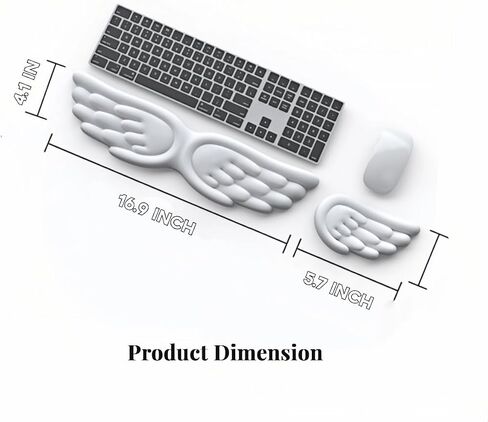 Angel Wing Wrist Rest Ergonomic Memory Foam Wrist Rest for Computer Keyboard Mouse Set, Cute Gaming Keyboard Cushion Hand Support PU Leather Surface Anti-Slip Waterproof Dirt Resistant White in Saudi Arabia