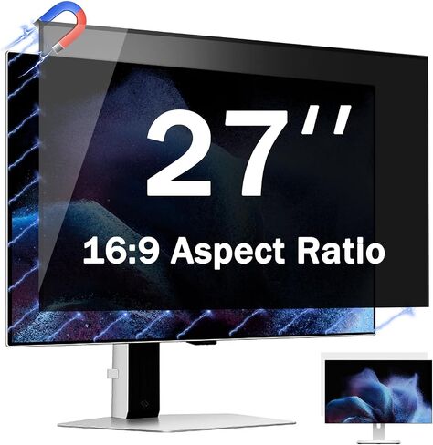 [2 Pack] 24 Inch Magnetic Computer Privacy Screen for Monitor 16:9 Aspect Ratio Widescreen Monitor, Eye Protection Anti Glare Blue Light Filter, 24in Removable Black Anti Spy Protector Film in Saudi Arabia