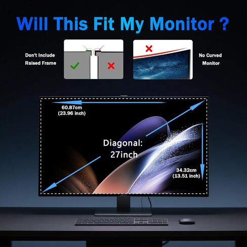 [2 Pack] 24 Inch Magnetic Computer Privacy Screen for Monitor 16:9 Aspect Ratio Widescreen Monitor, Eye Protection Anti Glare Blue Light Filter, 24in Removable Black Anti Spy Protector Film in Saudi Arabia