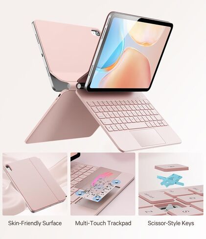 GreenLaw for iPad 11th(A16,2025)/10th(2022) Generation Case with Keyboard, Magic-Style Keyboard Stand, 7 Color Backlit, Stain-Resistant Surface, Multi-Touch Trackpad, White in Kuwait