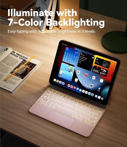GreenLaw for iPad 11th(A16,2025)/10th(2022) Generation Case with Keyboard, Magic-Style Keyboard Stand, 7 Color Backlit, Stain-Resistant Surface, Multi-Touch Trackpad, White in Kuwait