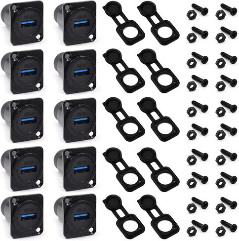 5pcs USB 3.0 Panel Mount Connector ، IP67 USB يمر عبر موصل ، أنثى إلى مقبس أنثى لنقل/شحن بيانات الفيديو الصوتية باستخدام غطاء الغبار المقاوم للطقس in Kuwait