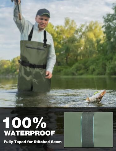 Waterproof Fishing Waders for Men Women| 2-Ply Nylon/PVC Chest Wader with Boots for Fly Fishing| Lightweight Bootfoot Waders in Kuwait