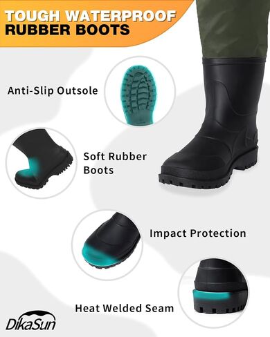 Waterproof Fishing Waders for Men Women| 2-Ply Nylon/PVC Chest Wader with Boots for Fly Fishing| Lightweight Bootfoot Waders in Kuwait