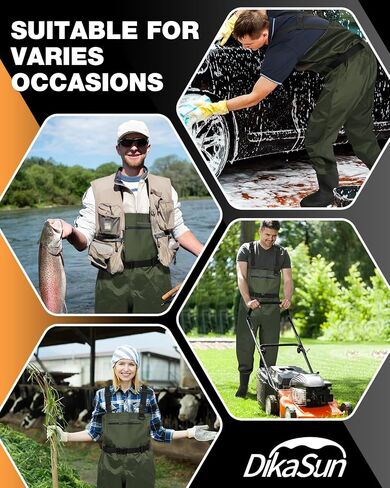 Waterproof Fishing Waders for Men Women| 2-Ply Nylon/PVC Chest Wader with Boots for Fly Fishing| Lightweight Bootfoot Waders in Kuwait