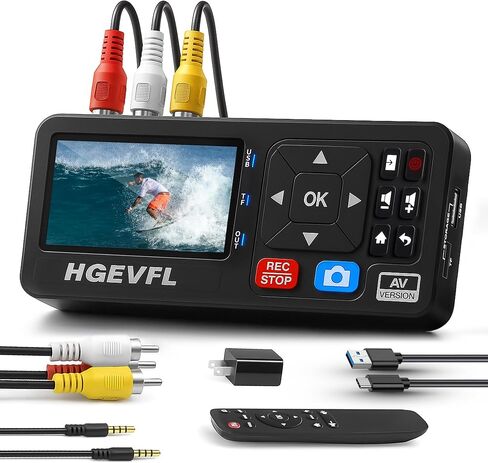 VHS to Digital Converter with 3" Display, AV & HDMI Video Capture Device, VCR to Digital Recorder for VHS Tapes, Hi8, Mini DV, DVD, Camcorders, Gaming, TV Box – USB/TF Storage-Black in Saudi Arabia