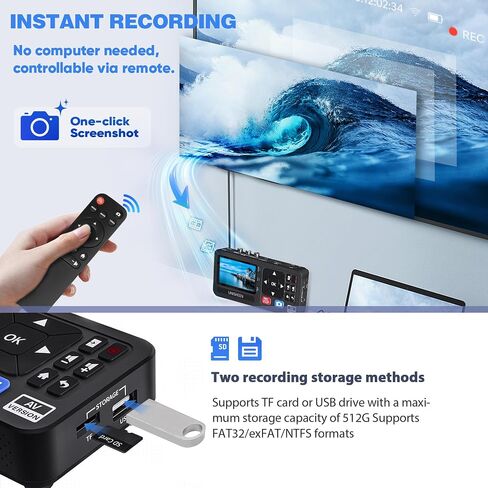 VHS to Digital Converter with 3" Display, AV & HDMI Video Capture Device, VCR to Digital Recorder for VHS Tapes, Hi8, Mini DV, DVD, Camcorders, Gaming, TV Box – USB/TF Storage-Black in Saudi Arabia