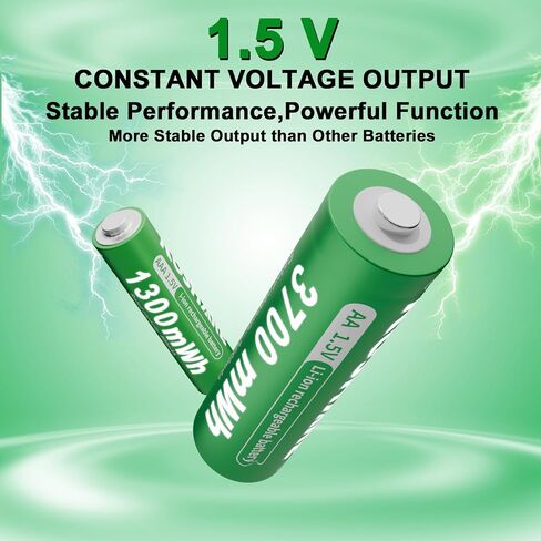 Rechargeable Lithium Battery with Charger,2 Boxes of 16pcs 1.5V 3700mWh AA and 1300mWh AAA High Capacity Li-ion Batteries,Reach up to 1200 Times (Black+Green, (4AA4AAA+8Slot Charger)*2) in Saudi Arabia