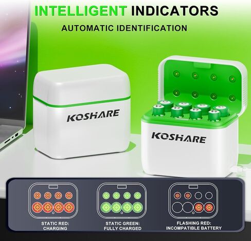 Rechargeable Lithium Battery with Charger,2 Boxes of 16pcs 1.5V 3700mWh AA and 1300mWh AAA High Capacity Li-ion Batteries,Reach up to 1200 Times (Black+Green, (4AA4AAA+8Slot Charger)*2) in Saudi Arabia